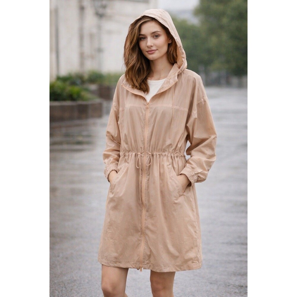 Old Navy Storm Packable Parka Raincoat Jacket Womens 2X Peach Breathable Hooded